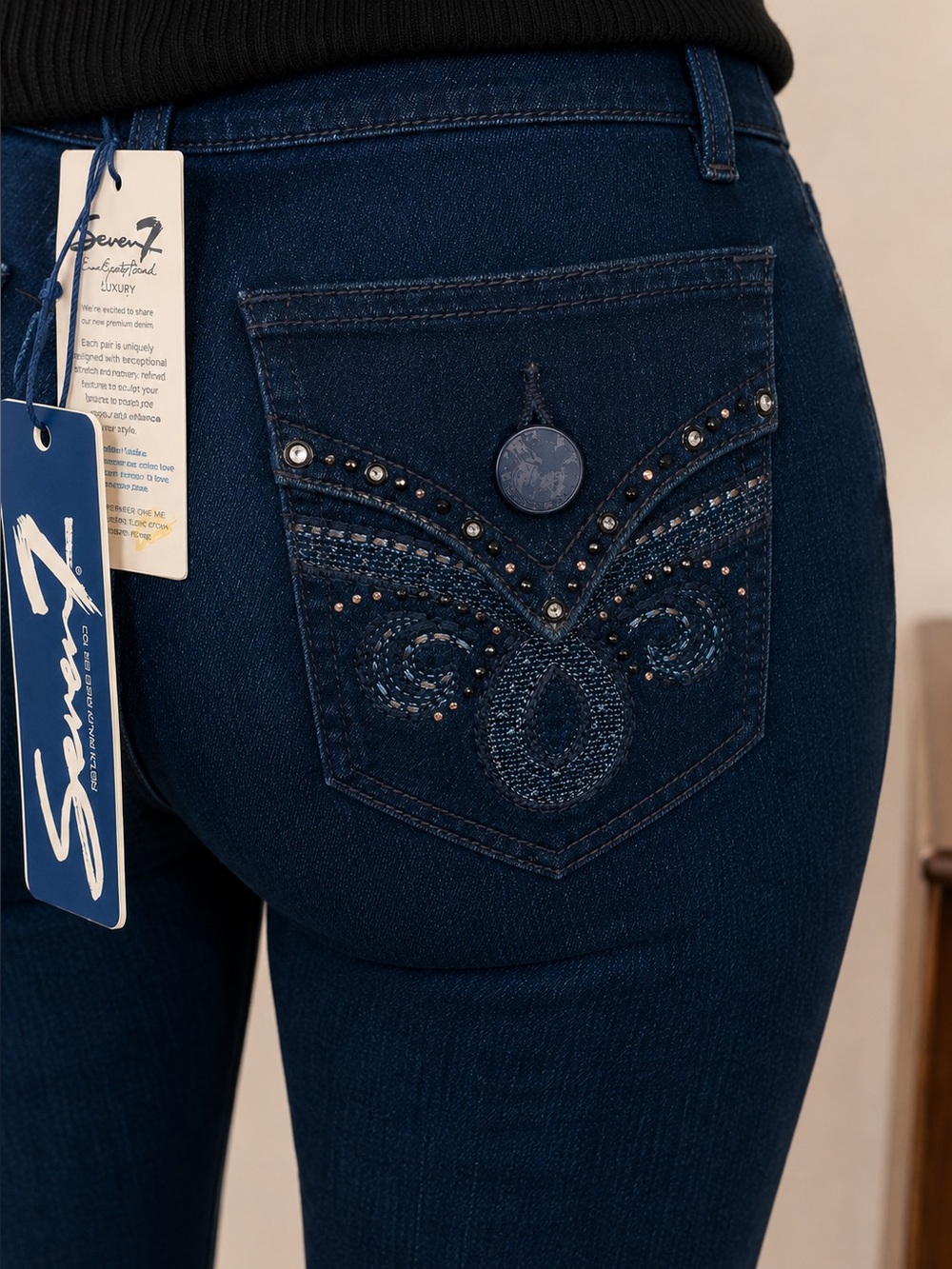 Seven7 Slim Boot Cut Dark Blue Size 6 Denim Jeans - Picture 5 of 16